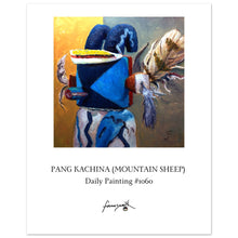 Load image into Gallery viewer, poster of a painting of pang or mountain sheep kachina by john farnsworth