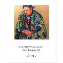 Load image into Gallery viewer, poster of a painting of a navajo woman wearing turquoise jewelry by john farnsworth