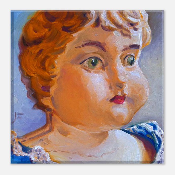 painting of vintage doll head by john farnsworth